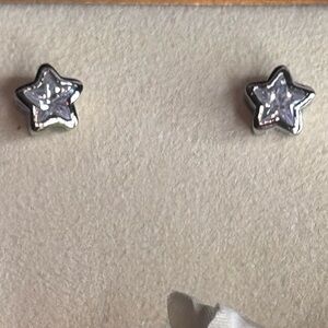 Star Shape Crystal Post Earrings In Silver Made with Swarovski Crystals